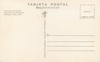Palenque — Panorama Pałacu — Mexicofotocolor, seria 3010-C — Rewers