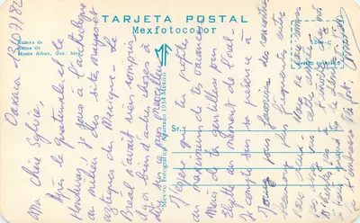 Ruiny Monte Albán — Oaxaca, Meksyk — TARJETA POSTAL Mexfotocolor 1240-C — Rewers