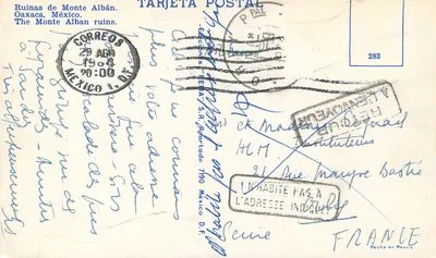 Ruínas de Monte Albán — Oaxaca, México — TARJETA POSTAL — Verso