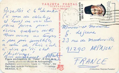 Muzeum Narodowe Antropologii — Statua Tlaloca — Karta pocztowa 'Vistacolor' — Rewers
