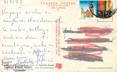 San Cristóbal de Las Casas — Karneval indyjski — Karta pocztowa "Vistacolor" — Rewers