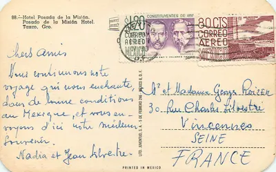 Hotel Posada de la Misión — Taxco, Gro. — Lito. Juventud, S.A. — n°88 — Verso