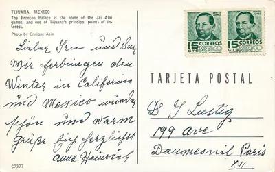 Tijuana — Pałac Fronton — Gry w Jai Alai — Fotografia Enrique Asin — Rewers