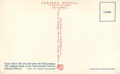 Typowy strój z istmu Tehuantepec — Oaxaca, Meksyk — FIGUEROA, S.A. — Rewers