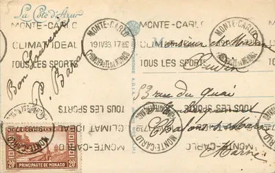 Monte-Carlo — The Gardens and the Casino — Publisher A.D.I.A. No. 35 — Back