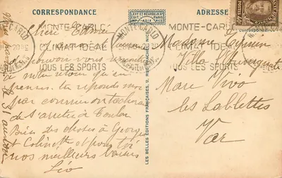 Monte-Carlo — Le Casino et le Théâtre (Ch. Garnier, Architecte) — LL — Verso