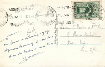 Monte-Carlo — O Casino (Lado Sul) — Edições « La Cigogne » n°1421 — Verso