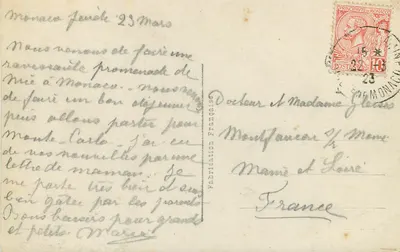Monako — Le Rocher — Widok z Obserwatorium — wydawca CAA, n°9 — Rewers