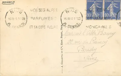 Monako — Kraj Wysokiego — J. Gilletta i Cie, wydawca nr 731 — Rewers