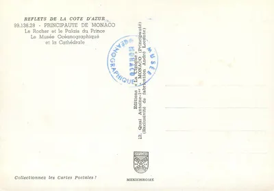 Mônaco — O Rocher e o Palácio do Príncipe — Edições « La Cigogne » — Verso