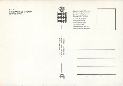 O Palácio iluminado — Principado de Mônaco — Edições Molipor — Verso