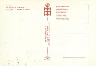 Pałac S.A.S. Princesa Monako — Principat Monako — Éditions Molipor — Rewers