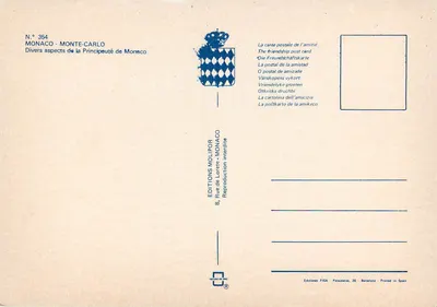 Monako - Różne aspekty Principality of Monaco — Éditions Molipor, n° 354 — Rewers