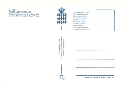 Principado de Mônaco — Relève da Garde d'été — Éditions Mollipor — Verso