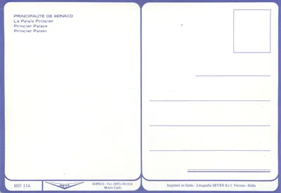 Pałac Książęcy — Monako — wydawca SOPICO, nr MO 114 — Rewers