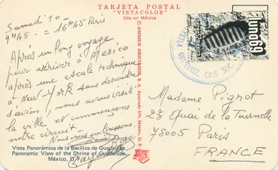 Guadalupe — Bazylika i plac — AMMEX ASOCIADOS S.A. n° 9445 — Rewers