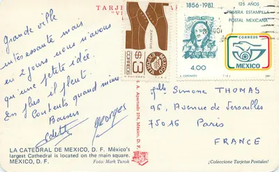 Cattedrale di Messico — D.F. — Editore Tarjetas Postales — Verso