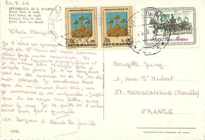 Montecerretto — Primeira Torre à noite — República de San Marino — Verso