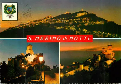 S. MARINO di NOTTE — vista noturna da cidade e das fortificações — editor não visível
