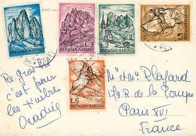Zamek San Marino — widok panoramiczny — wydawca nieznany, numer serii nieczytelny — Rewers