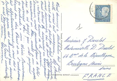 Bilhete postal moderno Estocolmo — Verso