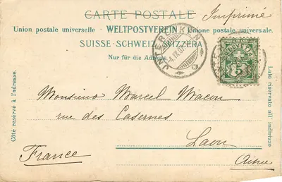 Lauterbrunnen — widok panoramiczny wsi i lodowca — wydawca Verlag G. Wibali, nr 8771 — Rewers