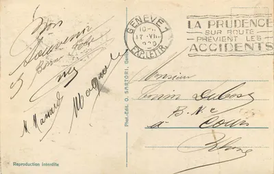 Mont-Blanc — Vista de Ginebra — O. Sartori, n°140 — Reverso