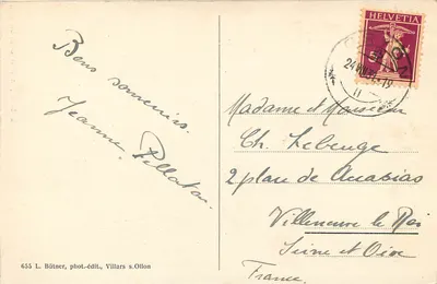 Gryon i Dent du Midi — widok panoramiczny — L. B. Bütner, Villars s/Ollon — Rewers
