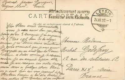 Wąwóz Rzynu — Widok z blisko Leysin — J.J. 2871 — Rewers