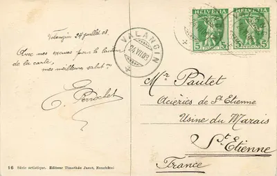 W dolinach Areuse — Ostatnie promienie — seria artystyczna, wydawca Timothée Jacot, Neuchâtel — Rewers