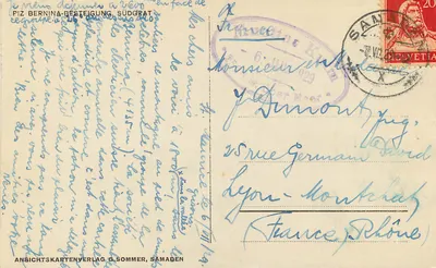 Piz Bernina — Wspinaczka, południowa jaskinia — Ansichtskartenverlag G. Sommer, Samaden — Rewers