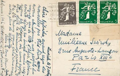 Bilhete postal antigo Hotel Krone — Verso