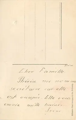 Estavayer-le-Lac (Suisse) — Capela do Pensionato do Sagrado Coração — editor Paul Savigny & Cie, Frilbourg — Verso