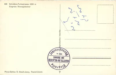 Jaskinia lodowa — Rho — 2300 m — Photo-Edition O. Süssli-Jenny, Thalwil-Zürich — Rewers