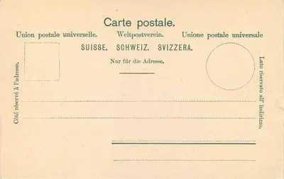 Schöllenen — górski przejazd z zakręconą drogą i budynkami — wydawca PYK, nr 10387 — Rewers