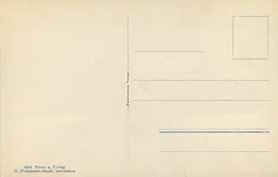 Jezioro Thunersee. Der Niesen — widok jeziora i góry Niesen — G. D'Aguanno-Zinsli, Interlaken — Rewers