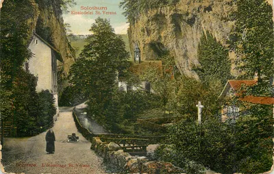 Bilhete postal antigo Solothurn Einsiedelei St Verenz