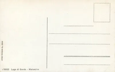 Widok z jeziora Garda — Malcesine — Wydawnictwo Photoglob Co., Zurych, nr 5802 — Rewers