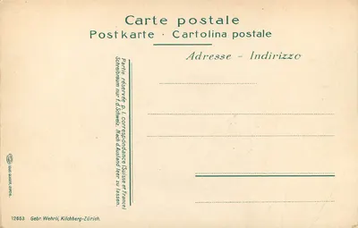 Walzenhausen — widok panoramiczny z kościołem i rzeką — Gebr. Wehrli, Kilchberg-Zürich, nr 12653 — Rewers