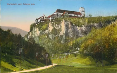 Mariastein vom Talweg aus — vista do mosteiro na falésia — G. Monbaron, Basel. No. 35305