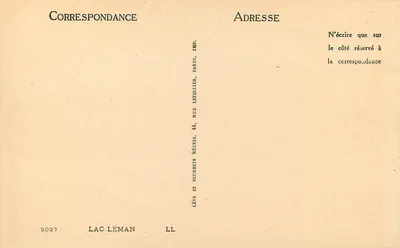 Lac Léman — Cygnes et vapeur — Imp. Lévy et Neurdein, Paris — Verso