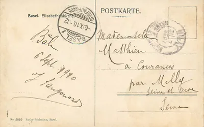 Basel. Elisabethenkirche — wydawca Rathe-Fehlmann, n° 9010 — Rewers