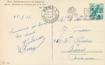 Bern - Schützenbrunnen met kooivormige toren — Naville & Co. n° 5553 — Achterkant