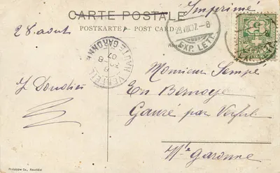 Genewa. Most Mont Blanc i Wyspa Rousseau — Phototypie Co., Neuchâtel, nr 8170 — Rewers