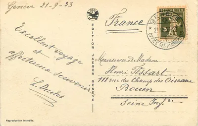 Genève - De Baai en de Mont-Blanc — Uitgave Jaeger n°4029 — Achterkant