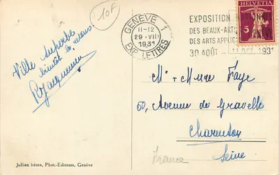 Ginebra. Palacio de las Naciones — J.J. 515 — Julllien frères, Fotógrafo-Editor, Ginebra — Reverso