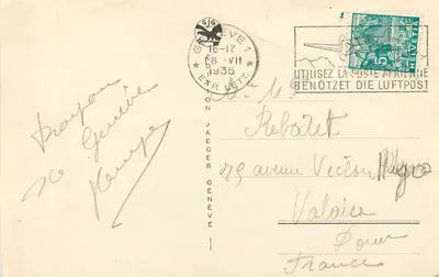 Genebra, Monumento Brunswick e vista da Cidade — editor anônimo, n° 6023 — Verso