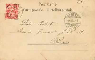 Ponte del Mont Blanc e le Alpi — Ginevra — R. & J. D. n°3105 — Verso