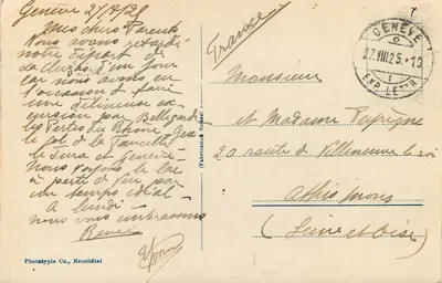 Genewa, Zatoka i Mont Blanc — Phototypie Co., Neuchâtel, n°7000 — Rewers