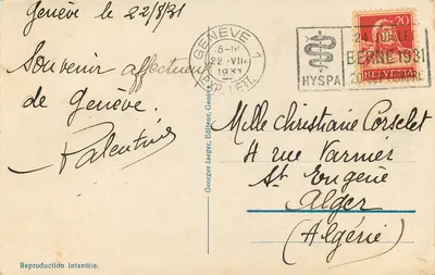 Geneva. National Monument — two female figures — publisher Georges Laeger, no. 3983 — Back
